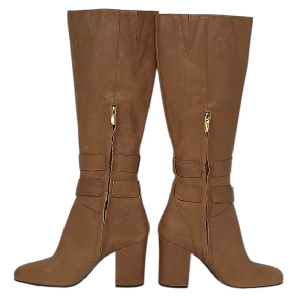 Sam Edelman Fairbank Leather Block Heel Knee High Boots - Picture 3 of 14